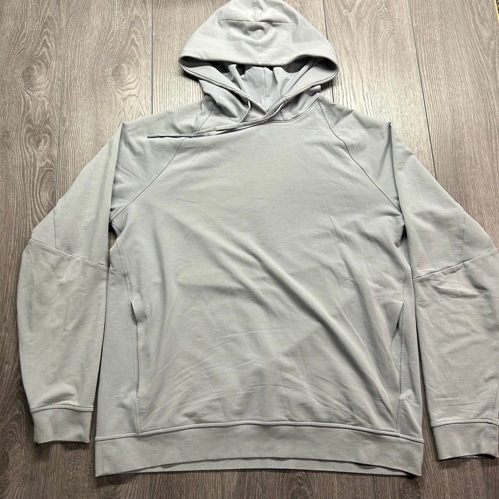 Lululemon Mens City Sweat Pullover Hoodie XL Light Gray French Terry Raglan